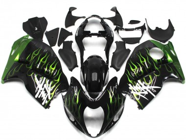 1997-2007 Schwarz Mit Dunkelgrün Flamme GSXR 1300 Verkleidung