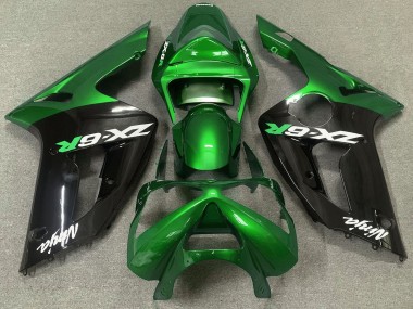 2003-2004 Glänzend Grün & Schwarz ZX6R Verkleidung