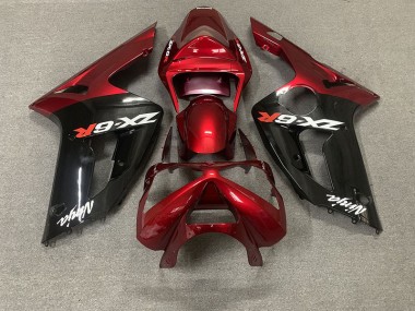 2003-2004 Rot Glänzend & Schwarz ZX6R Verkleidung
