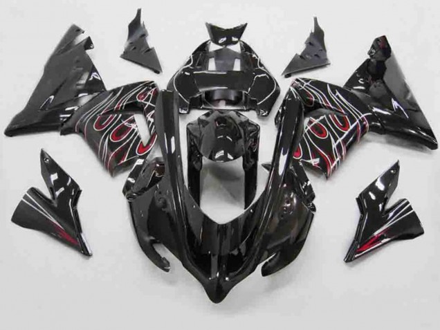 2004-2005 Rot Schwarz Flamme ZX10R Verkleidung 2004-2005 Rot Schwarz Flamme ZX10R Verkleidung
