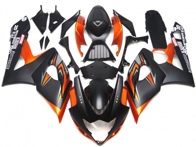2005-2006 Custom Matt & Glanz Schwarz & Orange GSXR 1000 Verkleidung