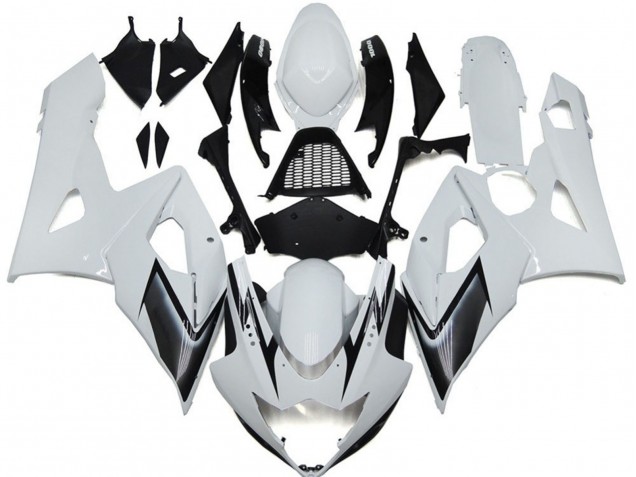 2005-2006 Glänzend Weiß Mit Silbernen Akzenten GSXR 1000 Verkleidung 2005-2006 Glänzend Weiß Mit Silbernen Akzenten GSXR 1000 Verkleidung