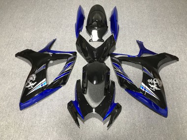 2006-2007 Glänzend Blau & Schwarz Custom GSXR 600-750 Verkleidung