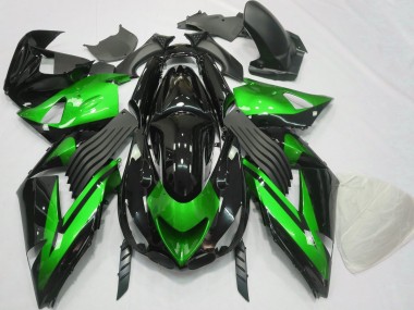 2006-2011 Glänzend Grün & Schwarz Schlicht ZX14R Verkleidung