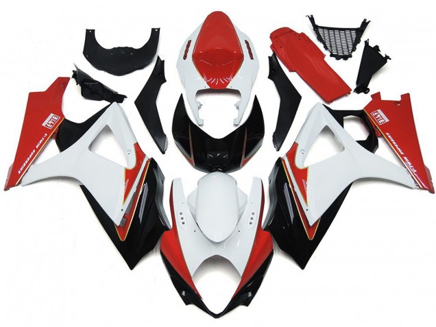 2007-2008 Benutzerdefiniert Rot & Weiß Mit Schwarz GSXR 1000 Verkleidung