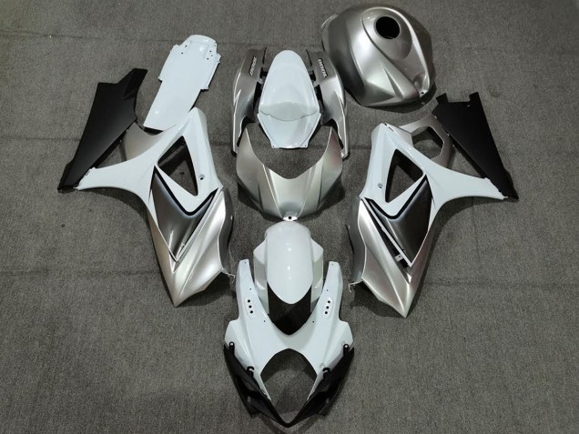 2007-2008 Benutzerdefiniert Silber Weiß Mit Schwarz GSXR 1000 Verkleidung 2007-2008 Benutzerdefiniert Silber Weiß Mit Schwarz GSXR 1000 Verkleidung