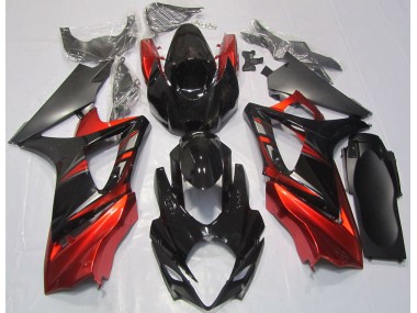 2007-2008 Glänzend Schwarz & Rot GSXR 1000 Verkleidung
