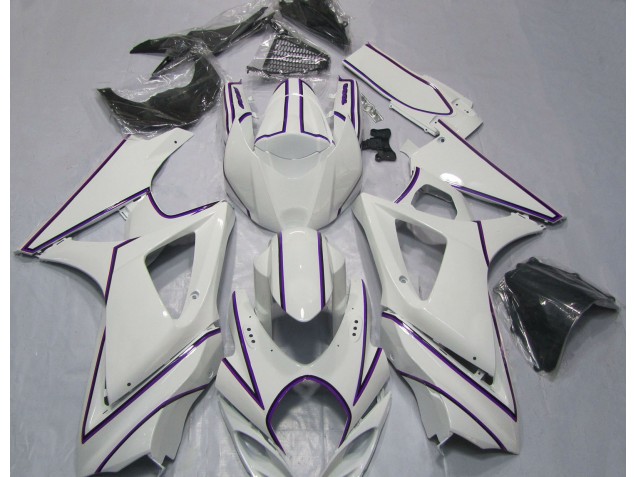 2007-2008 Glänzend Weißer Lila Nadelstreifen GSXR 1000 Verkleidung