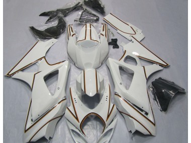 2007-2008 Glänzend Weißer Oranger Nadelstreifen GSXR 1000 Verkleidung