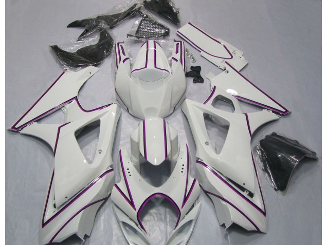 2007-2008 Glänzend Weißer Rosa Nadelstreifen GSXR 1000 Verkleidung