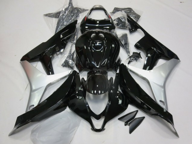 2007-2008 Glänzendes Schwarz & Silber CBR600RR Verkleidung