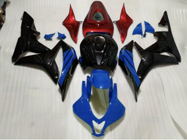 2007-2008 Schwarz Glänzend & Blaue & Rot Akzente CBR600RR Verkleidung