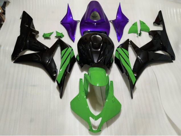 2007-2008 Schwarz Glänzend & Grüne & Violette Akzente CBR600RR Verkleidung 2007-2008 Schwarz Glänzend & Grüne & Violette Akzente CBR600RR Verkleidung
