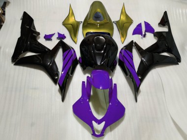 2007-2008 Schwarz Glänzend & Lila Mit Goldenen Akzenten CBR600RR Verkleidung