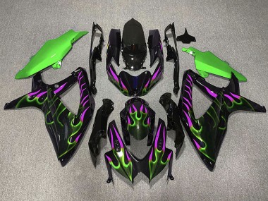 2008-2010 Grün & Magenta Flamme GSXR 600-750 Verkleidung
