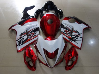 2008-2020 Rot Glänzend & Weiß Design GSXR 1300 Verkleidung