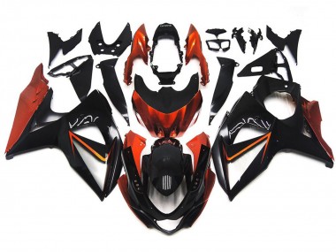2009-2016 Orange & Schwarz Nach Maß Mit Silbereinlage GSXR 1000 Verkleidung