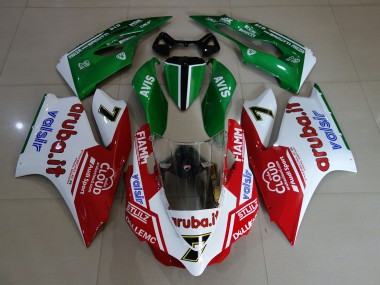 2011-2014 Glänzend Weiß / Rot / Grün Ducati 1199 Verkleidung