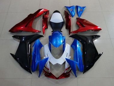 2011-2024 Benutzerdefiniert Rot Schwarz & Blau GSXR 600-750 Verkleidung