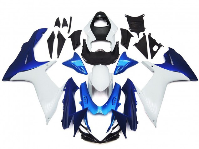 2011-2024 Schlichte Weißes & Blaues Stil Kit GSXR 600-750 Verkleidung