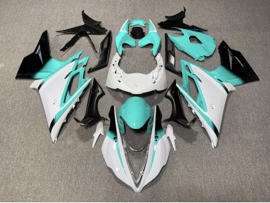 2013-2016 Glänzend Weiß & Blaugrün Daytona 675 Verkleidung